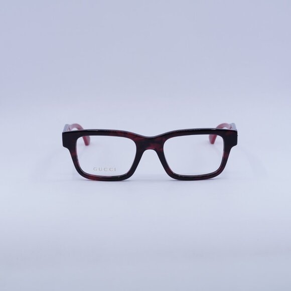 Gucci GG1865O 003 Eyeglasses Dark Red Havana/Blue/Red 50mm Square Frame - Picture 2 of 10
